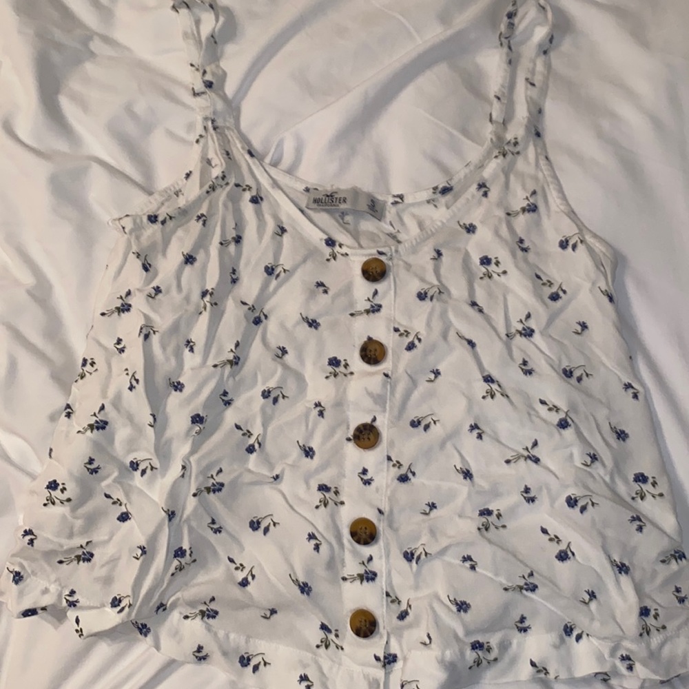 White floral tank top, size small, hollister brand